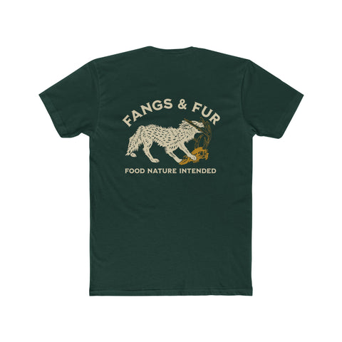 Unisex Cotton Crew Tee with Fangs & Fur Design