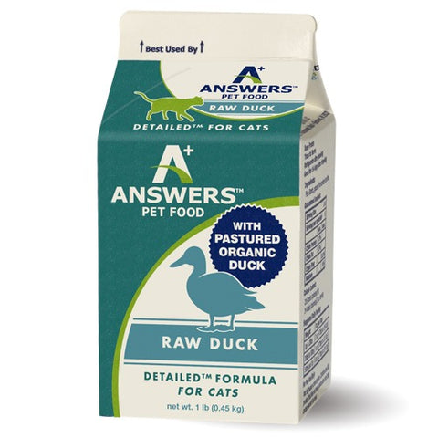Answers Detailed Frozen Raw Cat Food [Duck] 1 lbs