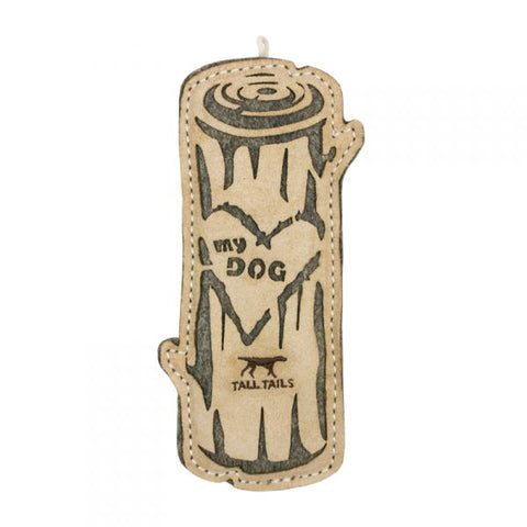 Tall Tails - Natural Leather & Wool "Love my Dog" Log Toy