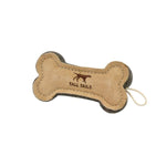Tall Tails - Natural Leather & Wool Bone Toy, 4 in.