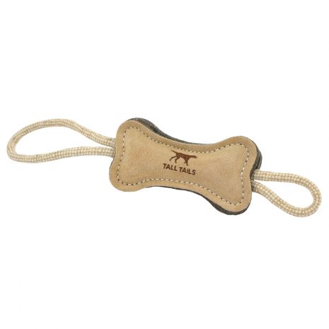 Tall Tails - Natural Leather & Wool Bone Toy, 16 in